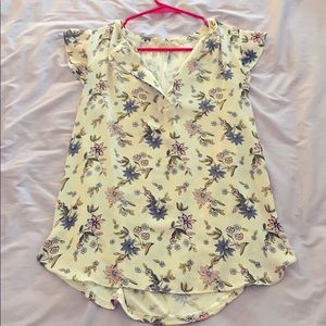 Loft white and floral blouse